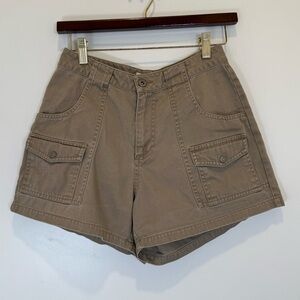 Vintage Copper Key Tan Womens Cargo Shorts 100% Cotton y2k